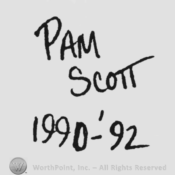 Capital handwriting Pam Scott above 1990 - '92