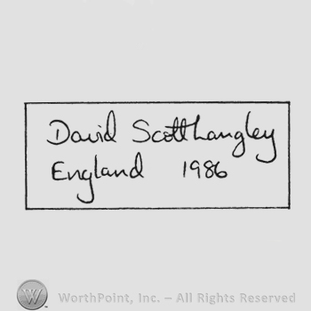 Label writing David Scott-Langley above England 1986 under