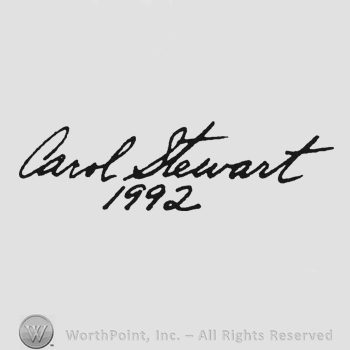 Bold handwriting Carol Stewart above 1992 under