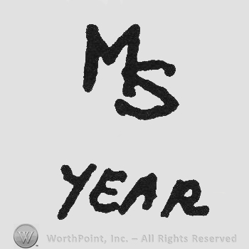 Monogram of letters MS above year under