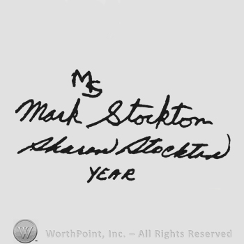 Monogram of letters MS up Mark Stockton above Sharon Stockton and year under