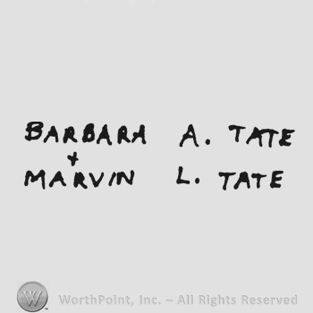 Bold capital handwriting Barbara A Tate up + under Marvin L. Tate under