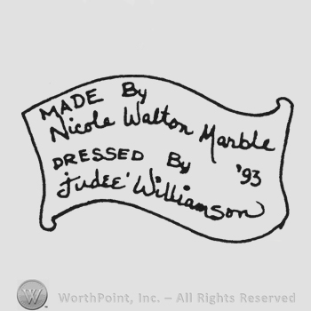 Label writing Made by Nicole Walton Marble Dressed by Judee Williamson '93