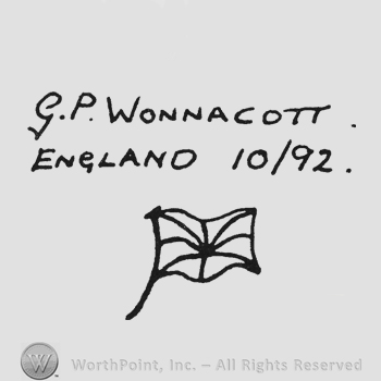 Capital handwriting G.P.Wonnacott England 10/92 flag under