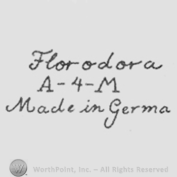 Hand lettered on 3 rows: Florodora, A-4-M, Made in Germa