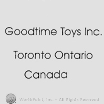 Written on 3 rows: Goodtime  Toys Inc., Toronto Ontario, Canada