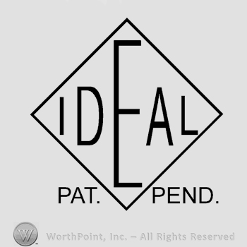 Capital word Ideal inside a rhombus with large letter E. Pat. Pend. written below