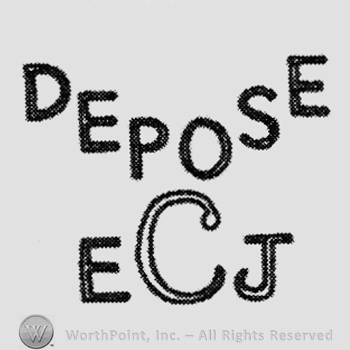 Depose written above in shape of V. Initials E C J written below