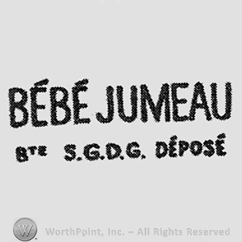 Bebe Jumeau written above, Bte S.G.D.G. Depose written with smaller letters below