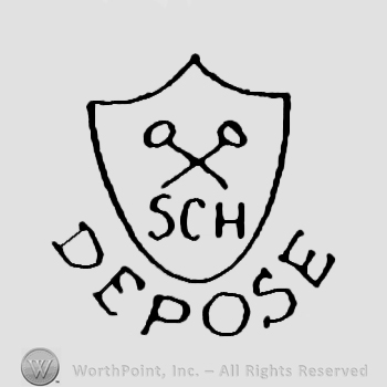 Crossed swords above, SCH written below, on a shield. Depose written below shield on a curved line
