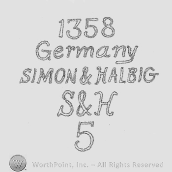 Written on 5 rows: 1358, Germany, Simon & Halbig, S & H, 5