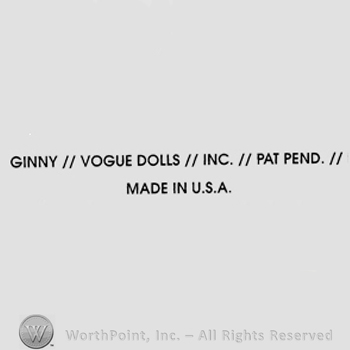 Marks used: Ginny//Vogue Dolls//Inc.//Pat Pend.//Made in U.S.A.