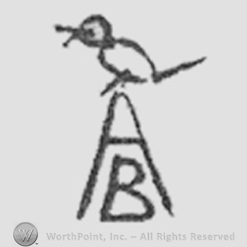 Bird above monogram of initials "B" inside "A"