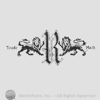 Two lions holding letter "R". "Trade" written on the left side, "Mark" on the right side