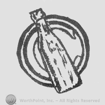 A bottle over letter "C", inside a double-outlined circle