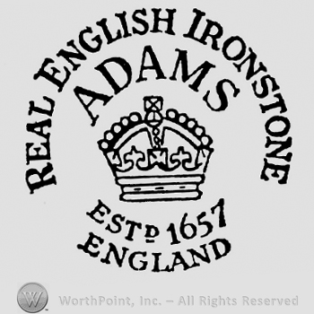 Curved writing Real English Ironstone Adams on two rows above crown Estb 1657 England written under