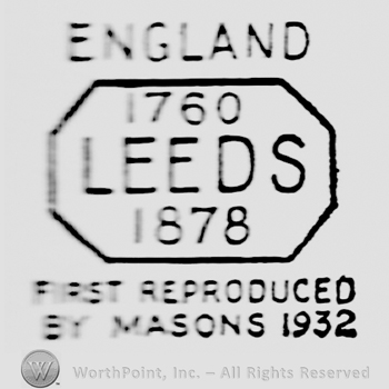 England written on top, 1760 Leeds 1878 written below inside a hexagon. First reproduced  by Masons 1932 written beneath