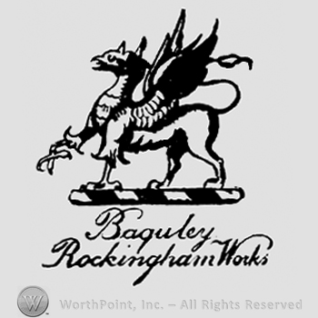 Mystic animal half eagle half lion above, Baguley Rockingham Works handwritten below