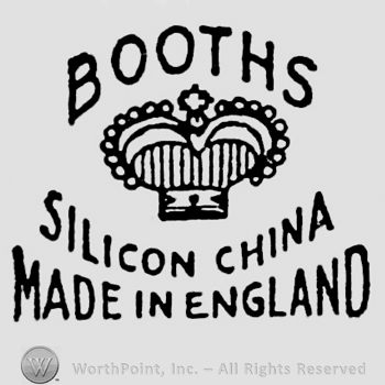Booths written on top, crown below, curved writings on two rows beneath: Silicon China Made in England