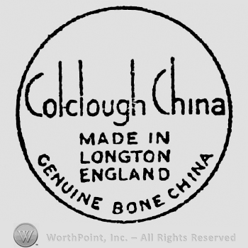 Writings inside circular panel: Colclough China, Made in Longton England. Genuine Bone China curved written on the bottom