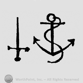 Sword next to anchor with rope