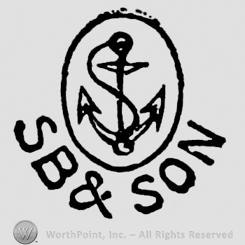 Anchor with rope inside oval. SB & Son written below