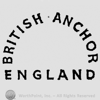 British Anchor curved written above, England written below on a straight line