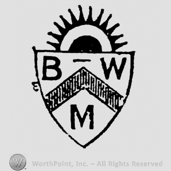 Shield with initials: B W M, sun rays coming from behind the shield