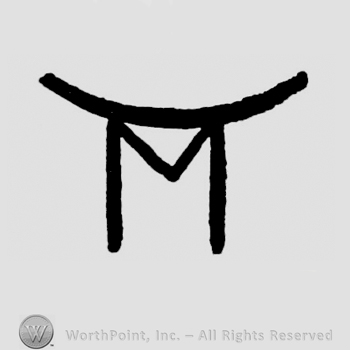 Letter M below a curved line