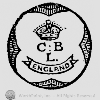 Crown above initials: C B L, ribbon with inscription below: England, inside circular frame