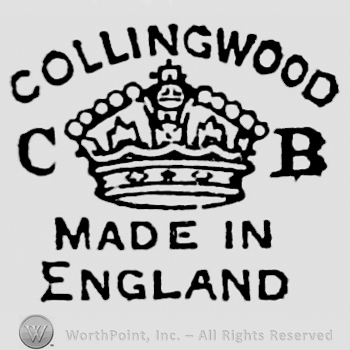 Collingwood large capital written above crown. Initials C and B are placed on the sides of the crown. Made in England written below, on two rows