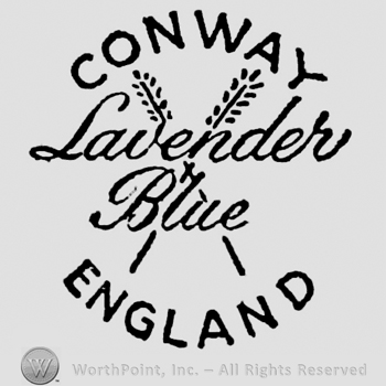 Conway curved written above, England curved written below. Lavender Blue written over two wires of lavender