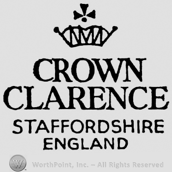 Crown above two rows of large writings: Crown Clarence. Staffordshire England written below