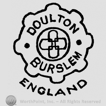 Doulton above, Burslem below, cross in the centre, designs on a wheel form. England curved written below