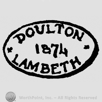 Doulton above, Lambeth below, 1874 in the middle, inside oval