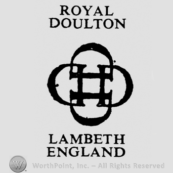 Royal Doulton bold written on two rows. Lambeth England bold written on two rows. Large stylish cross in the centre