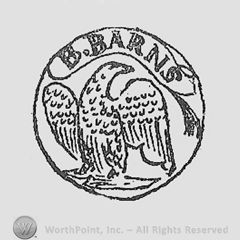 Circle enclosing an eagle; B. BARNS written above.