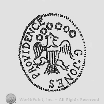 Serrated circle enclosing an eagle and stars above; PROVIDENCE G. JONES written.