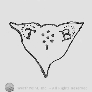 Triangle with initials T and B; points between initials.