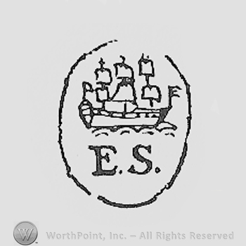 Circle and a ship; initials E and S.