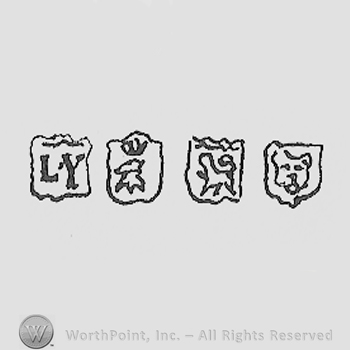 Four shapes; first with initials L and Y, second with an animal, third with an animal and last with a dog.