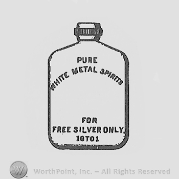 Jar with PURE WHITE METAL SPIRITS FOR FREE SILVER ONLY written on.