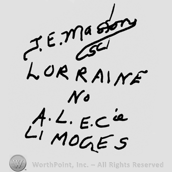 J.E. Masson signature-like above Lorraine No. A.L. E. Cie. Limoges written with uppercase letters