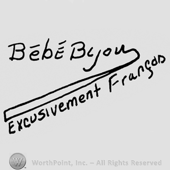 Bebe Bijou written with lowercase letters, signature-like, Excusivement Francais written below with lowercase letters