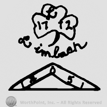 Three-leaf clover, uppercase handwritten L and numbers 17 and 72 written on it's leaves, Limbach handwritten below, triangular-shaped design with letters and number 51 written on the sides
