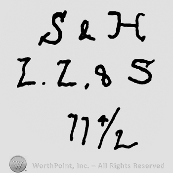 Number 1339 over uppercase S&H, uppercase L.L. & S and number 11 and 1/2 written below