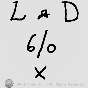 Uppercase L&D over numbers 6/0 and letter X