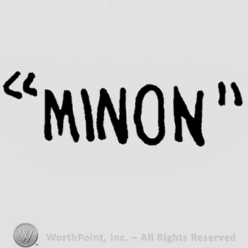 Minon written with uppercase letters between quotation marks