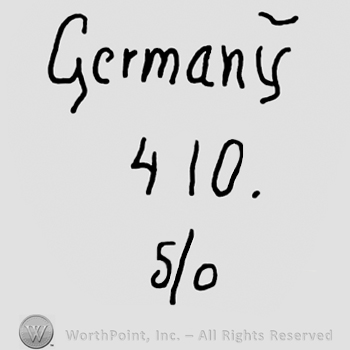 Germany written with lowercase letters over number 410 and 5/0