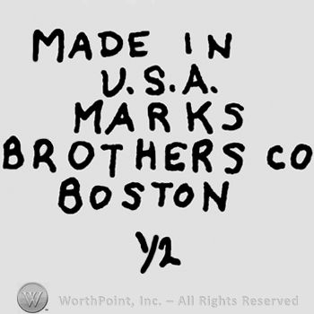 Made in U.S.A. Marks Brothers Co Boston written with uppercase letters, number 1/2 written below